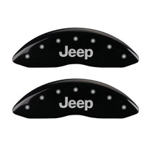 Load image into Gallery viewer, MGP Front set 2 Caliper Covers Engraved Front JEEP Black finish silver ch Caliper Covers MGP
