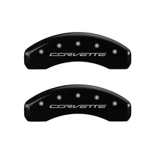 Load image into Gallery viewer, MGP 4 Caliper Covers Engraved Front &amp; Rear C7/Corvette Black finish silver ch Caliper Covers MGP
