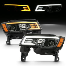 Load image into Gallery viewer, ANZO 2017-2018 Jeep Grand Cherokee Projector Headlights w/ Plank Style Switchback - Black w/ Amber Headlights ANZO
