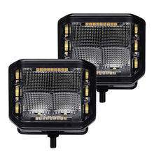 Load image into Gallery viewer, Go Rhino Light Bars &amp; Cubes Go Rhino Xplor Blackout Combo Series Cube Sideline LED Flood Lights w/Amber 4x3 - Blk (Pair)
