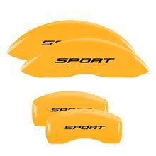 Load image into Gallery viewer, MGP 4 Caliper Covers Engraved Front &amp; Rear No Bolts/Sport 2015 Yellow finish black ch Caliper Covers MGP
