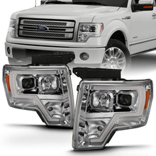 Load image into Gallery viewer, ANZO 2009-2014 Ford F-150 Projector Headlight Plank Style Chrome Amber Headlights ANZO
