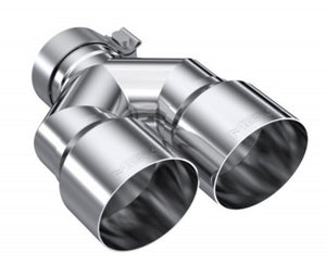 MBRP 3in ID / Dual 4in OD Out Staggered L 9.37in / R 9.87in Single Wall T304 SS Univ Exhaust Tip Tips MBRP   