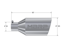 Load image into Gallery viewer, MBRP Universal Tip 8in O.D. Rolled End 4in inlet 18in length T304 Steel Tubing MBRP
