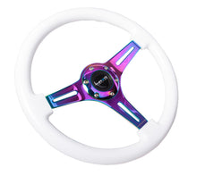 Load image into Gallery viewer, NRG Classic Wood Grain Steering Wheel (350mm) White Paint Grip w/Neochrome 3-Spoke Center Steering Wheels NRG
