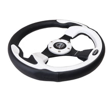 Load image into Gallery viewer, NRG Reinforced Steering Wheel (320mm) Blk w/White Trim &amp; 4mm 3-Spoke Steering Wheels NRG

