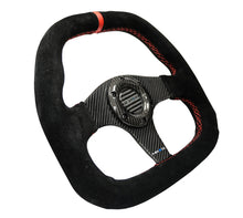 Load image into Gallery viewer, NRG Carbon Fiber Steering Wheel (320mm) Flat Btm. Blk Suede/Red Stitch w/CF Spokes &amp; Red Center Mark Steering Wheels NRG
