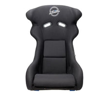Load image into Gallery viewer, NRG FRP Bucket Seat - White Finish with Arrow Embroidery And Blue Side Mount Bracket Race Seats NRG
