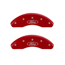 Load image into Gallery viewer, MGP Front set 2 Caliper Covers Engraved Front Oval logo/Ford Red finish silver ch Caliper Covers MGP
