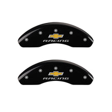 Load image into Gallery viewer, MGP Front set 2 Caliper Covers Engraved Front Chevy racing Black finish silver ch Caliper Covers MGP
