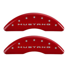 Load image into Gallery viewer, MGP 4 Caliper Covers Engraved Front 2015/Mustang Engraved Rear 2015/37 Red finish silver ch Caliper Covers MGP
