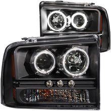 Load image into Gallery viewer, ANZO 2005-2007 Ford Excursion Projector Headlights w/ Halo Black w/ LED Strip (CCFL) 1pc Headlights ANZO
