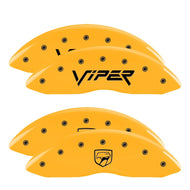 MGP 4 Caliper Covers Engraved Front Viper Rear Snake Yellow Finish Black Char 2002 Dodge Viper Caliper Covers MGP
