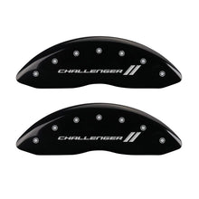 Load image into Gallery viewer, MGP 4 Caliper Covers Engraved Front &amp; Rear With stripes/Challenger Black finish silver ch Caliper Covers MGP
