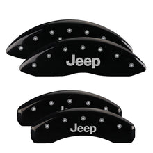 Load image into Gallery viewer, MGP 4 Caliper Covers Engraved Front &amp; Rear JEEP Black finish silver ch Caliper Covers MGP
