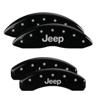 MGP 4 Caliper Covers Engraved Front & Rear 11-18 Jeep Grand Cherokee Black Finish Silver Jeep Logo Caliper Covers MGP
