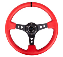 Load image into Gallery viewer, NRG Reinforced Steering Wheel (350mm / 3in. Deep) Red Suede w/Blk Circle Cutout Spokes Steering Wheels NRG
