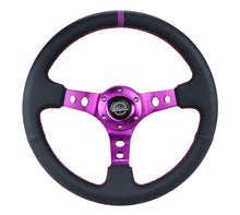Load image into Gallery viewer, NRG Reinforced Steering Wheel (350mm / 3in. Deep) Black Leather w/Purple Center &amp; Purple Stitching Steering Wheels NRG
