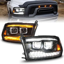 Load image into Gallery viewer, ANZO 09-18 Dodge Ram 1500/2500/3500 Full LED Proj Headlights w/Switchback Light Bar - Black Headlights ANZO
