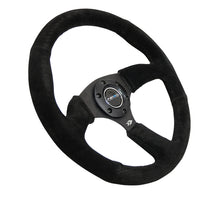 Load image into Gallery viewer, NRG Reinforced Steering Wheel (350mm / 2.5in. Deep) Blk Suede Comfort Grip w/5mm Matte Blk Spokes Steering Wheels NRG
