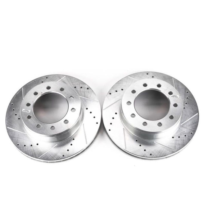 Power Stop 05-16 Ford F-550 Super Duty Front Drilled & Slotted Rotor - Pair Brake Rotors - Slot & Drilled PowerStop