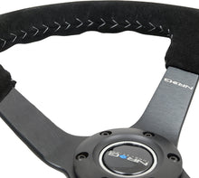 Load image into Gallery viewer, NRG Reinforced Steering Wheel (350mm / 3in. Deep) Blk Suede/Silver BBall Stitch w/5mm Mt. Blk Spokes Steering Wheels NRG

