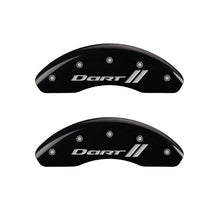 Load image into Gallery viewer, MGP 4 Caliper Covers Engraved Front &amp; Rear With stripes/Dart Black finish silver ch Caliper Covers MGP
