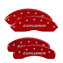 Load image into Gallery viewer, MGP 4 Caliper Covers Engraved Front &amp; Rear Explorer/2011 Red Finish Silver Char 2009 Ford Explorer Caliper Covers MGP
