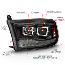 Load image into Gallery viewer, ANZO 2009-2018 Dodge Ram 1500 Projector H.L. Switchback Black Amber Headlights ANZO
