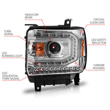 Load image into Gallery viewer, ANZO 2014-2015 Gmc Sierra 1500 Projector Headlights w/ Light Bar Chrome Housing (Halogen Type) Headlights ANZO
