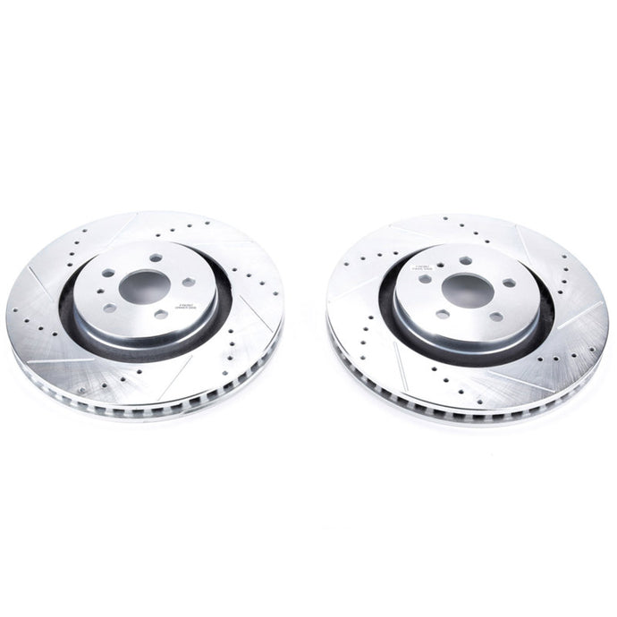Power Stop 19-22 Lincoln Nautilus Rear Drilled & Slotted Rotor (Pair) Brake Rotors - Slot & Drilled PowerStop