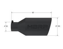 Load image into Gallery viewer, MBRP Universal Tip 8in O.D. Rolled End 4in inlet 18in length Black Tips MBRP   
