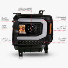Load image into Gallery viewer, ANZO 2014-2015 GMC Sierra 1500 Projector Headlights w/ Light Bar Black Housing (Halogen Type) Headlights ANZO
