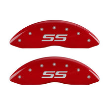 Load image into Gallery viewer, MGP 4 Caliper Covers Engraved Front &amp; Rear Monte Carlo style/SS Red finish silver ch Caliper Covers MGP
