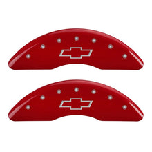 Load image into Gallery viewer, MGP 4 Caliper Covers Engraved Front &amp; Rear Bowtie Red finish silver ch Caliper Covers MGP
