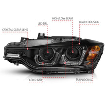 Load image into Gallery viewer, ANZO 2012-2015 BMW 3 Series Projector Headlights w/ U-Bar Black Headlights ANZO
