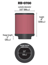 Load image into Gallery viewer, K&amp;N Universal Rubber Filter 2.5 inch 5 Degree FLG 3.5 inch OD 4 inch Height Air Filters - Universal Fit K&amp;N Engineering   
