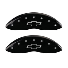 Load image into Gallery viewer, MGP 4 Caliper Covers Engraved Front &amp; Rear Bowtie Black finish silver ch Caliper Covers MGP
