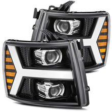 Load image into Gallery viewer, AlphaRex 07-13 Chevy 1500HD PRO-Series Proj Headlight Plank Style Gloss Blk w/Activ Light/Seq Signal Headlights AlphaRex
