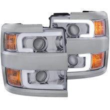 Load image into Gallery viewer, ANZO 2015-2016 Chevrolet Silverado Projector Headlights w/ Plank Style Design Chrome w/ Amber Headlights ANZO

