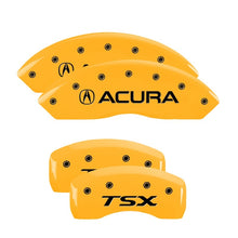 Load image into Gallery viewer, MGP 4 Caliper Covers Engraved Front &amp; Rear Acura Yellow Finish Black Char 2008 Acura TL Caliper Covers MGP
