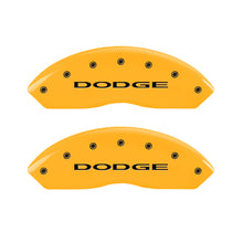 Load image into Gallery viewer, MGP 4 Caliper Covers Engraved Front &amp; Rear With out stripes/Dodge Yellow finish black ch Caliper Covers MGP

