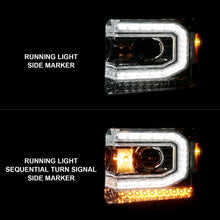 Load image into Gallery viewer, ANZO 2014-2015 Gmc Sierra 1500 Projector Headlights w/ Light Bar Chrome Housing (Halogen Type) Headlights ANZO
