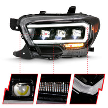 Load image into Gallery viewer, ANZO 2016-2018 Toyota Tacoma LED Projector Headlights Plank Style Black w/ Amber Headlights ANZO
