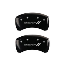 Load image into Gallery viewer, MGP 4 Caliper Covers Engraved Front &amp; Rear With stripes/Dart Black finish silver ch Caliper Covers MGP
