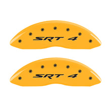 Load image into Gallery viewer, MGP 4 Caliper Covers Engraved Front Charger Rear RT Yellow Finish Black Char 2007 Dodge Charger Caliper Covers MGP
