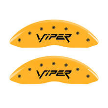 Load image into Gallery viewer, MGP 4 Caliper Covers Engraved Front &amp; Rear Gen 2/Viper Yellow Finish Black Ch Caliper Covers MGP
