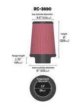 Load image into Gallery viewer, K&amp;N Universal Chrome Filter 3 1/2 inch ID FLG / 6 inch Bottom / 4 1/2 inch CR / 9 inch Length Air Filters - Universal Fit K&amp;N Engineering   
