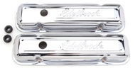 Edelbrock Valve Cover Signature Series Pontiac 1962-1979 301-455 CI V8 Low Chrome Valve Covers Edelbrock