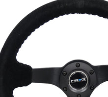 Load image into Gallery viewer, NRG Reinforced Steering Wheel (350mm / 3in. Deep) Blk Suede/Blk Bball Stitch w/5mm Matte Black Spoke Steering Wheels NRG
